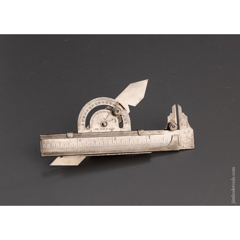 Rare! WEIT-GOETHE Patent March 21, 1905 Combination Tool Protractor, Bevel, Caliper * 89071