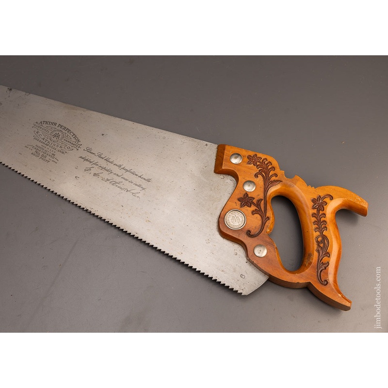 Stunning ATKINS No. 65 Rip Hand Saw Mint Unused New Old Stock – 113791