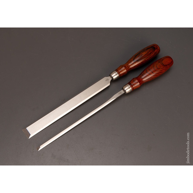 2 Mint BLUE SPRUCE TOOL WORKS Cocobolo Handled Paring Chisels 1/4 & 3/4 Inch – 114252