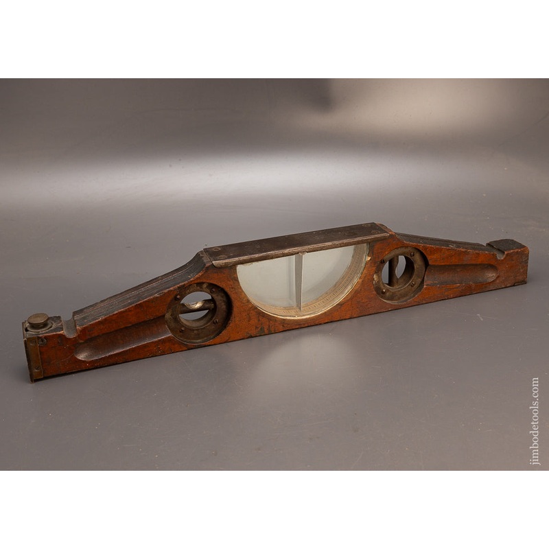 Rare! 2 Foot HIGHT Patent Inclinometer Level with Original Labels on Inside of Top – 114240