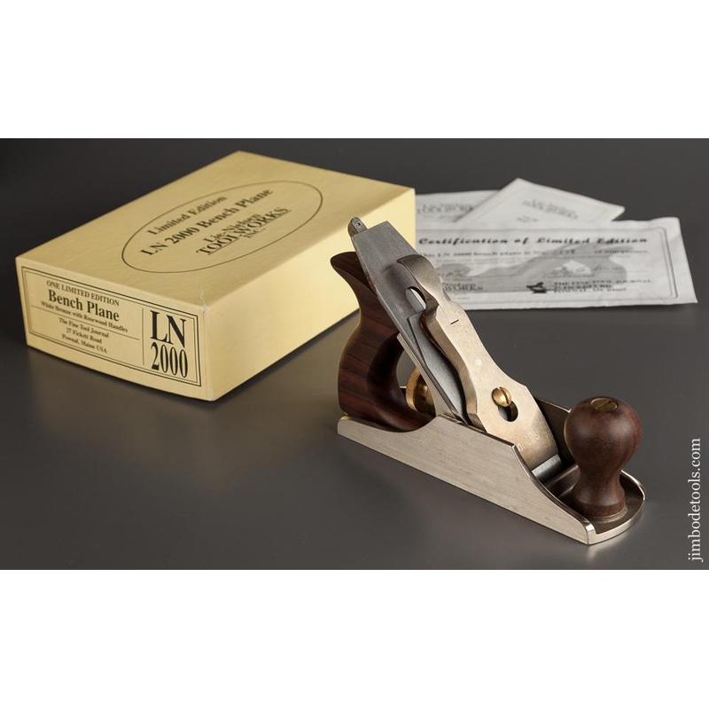 White Bronze & Rosewood LIE-NIELSEN LN 2000 Bench Plane Dead MINT in Original Box No. 602 Size — 78735
