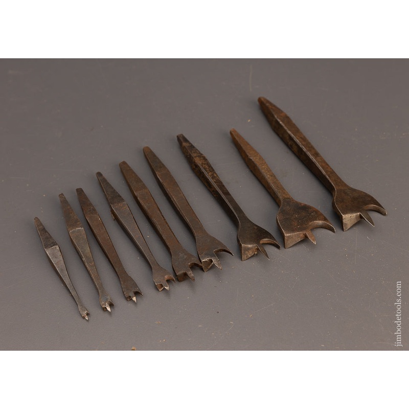 Working Set of 9 Center Bits for Bit Brace 19th Century – 114410