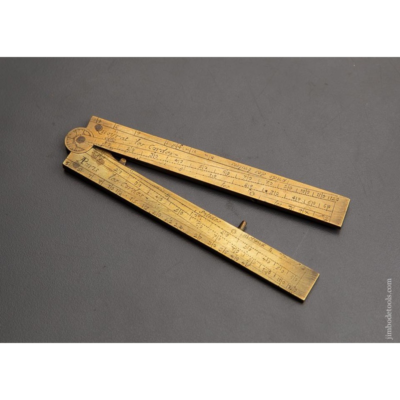 Rare Mini 4 3/8 inch 18th Century Brass French Sector Rule By QUEYRAT ca. 1720 – 93008u