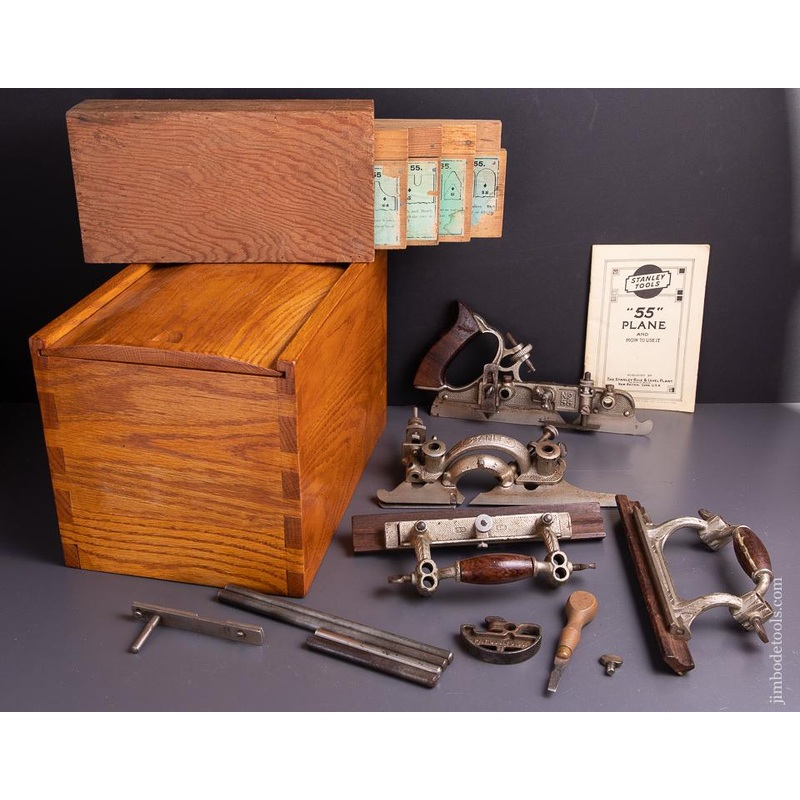 STANLEY No. 55 Combination Plane 100% COMPLETE in Original Box Ca. 1897-1908 – 93143
