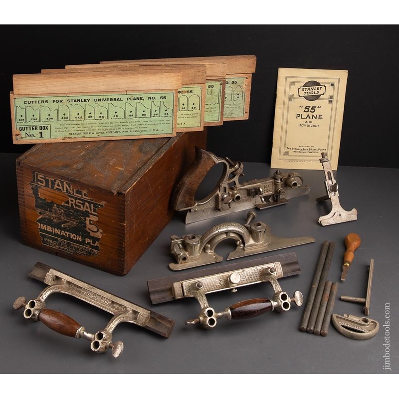 STANLEY No. 55 Combination Plane 100% COMPLETE in Original Box Ca. 1897-1908 – 93144