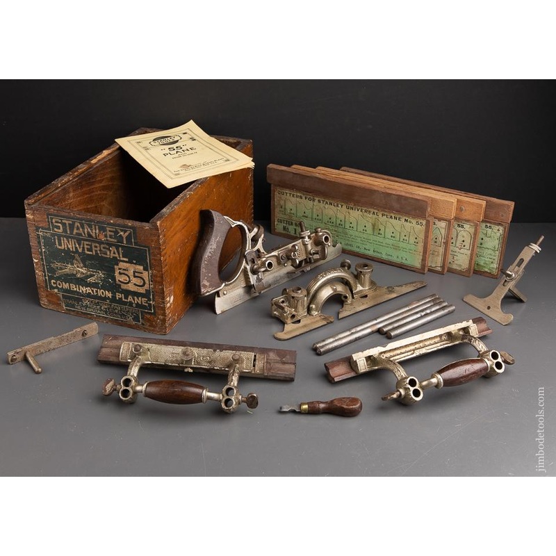 STANLEY No. 55 Combination Plane 100% COMPLETE in Original Box Ca. 1897-1908 –  93145