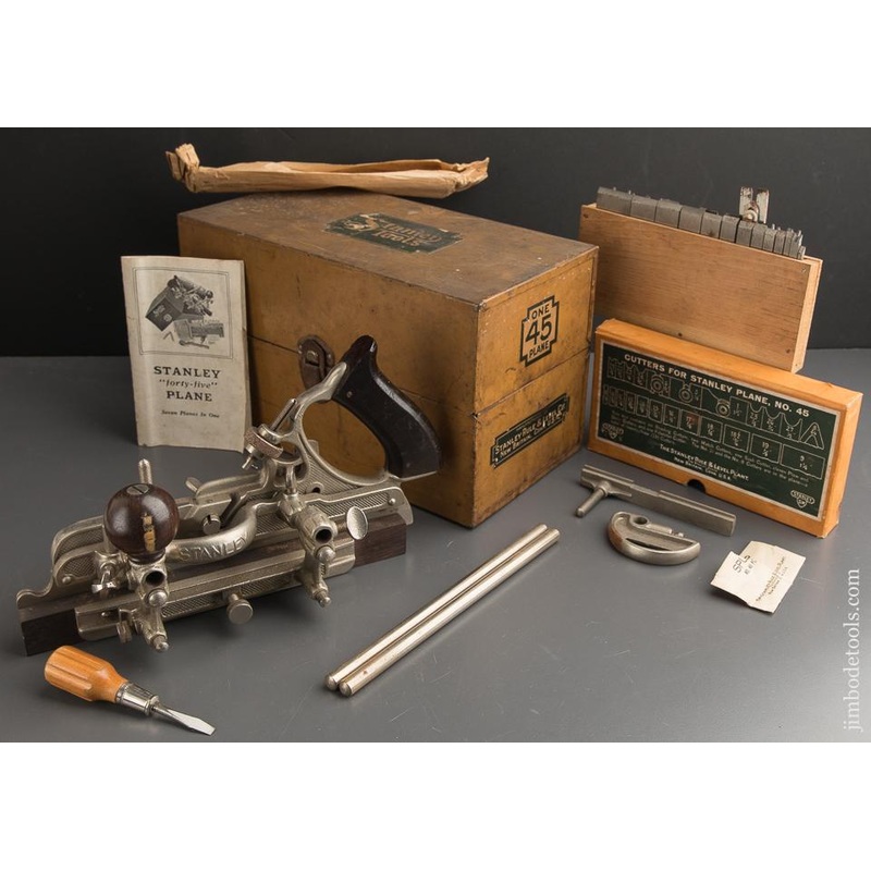 Unused! 100% Complete STANLEY No. 45 Combination Plane MINT in Original Tin Box — 88945