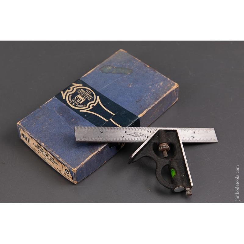 Six inch BROWN & SHARPE No. 401 Combination Square MINT in Original Box – 93192