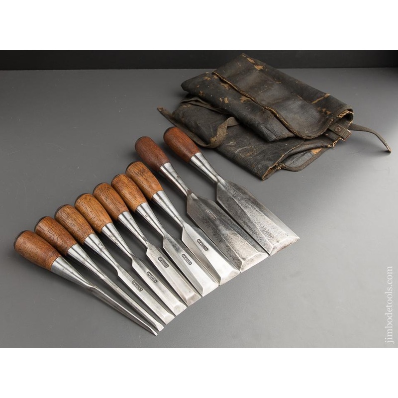 STANLEY No. 210 Set of Nine No. 40 EVERLASTING Pocket Chisels in Original Roll – 88123