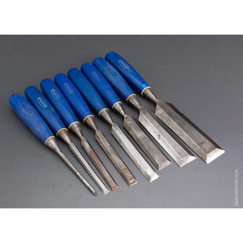 Set of Eight MARPLES Blue Chip Bevel Edge Bench Chisels – 93381