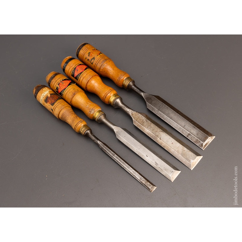 Set of 4 Good Swedish Bevel Edge Tang Firmer Chisels by WALLINS – 115088