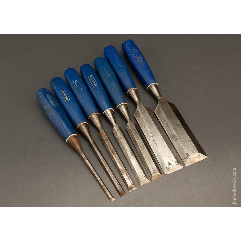 Set of Seven MARPLES Blue Chip Bevel Edge Bench Chisels – 93337
