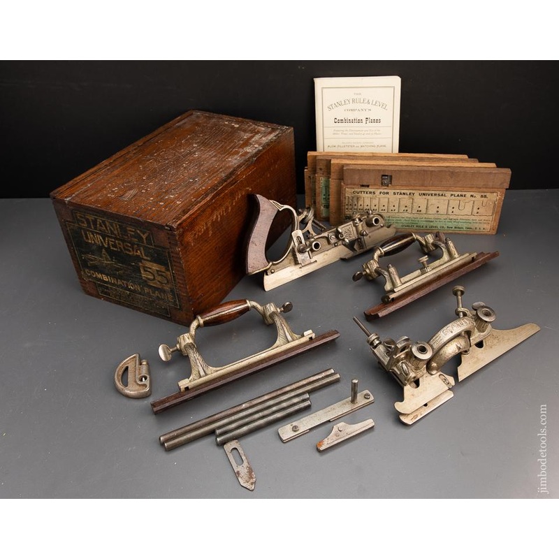 STANLEY No. 55 Combination Plane 100% COMPLETE in Original Chestnut Box – 93936