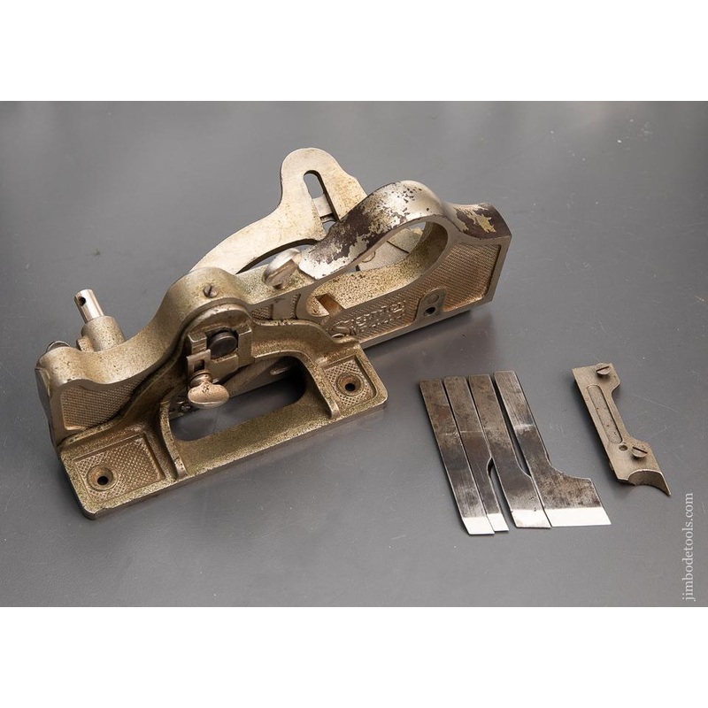 RARE and Fine! STANLEY No. 444 Dovetailed Plane COMPLETE with All Four Cutters and Both Spur Blocks! – 94262 – AS OF AUG 23