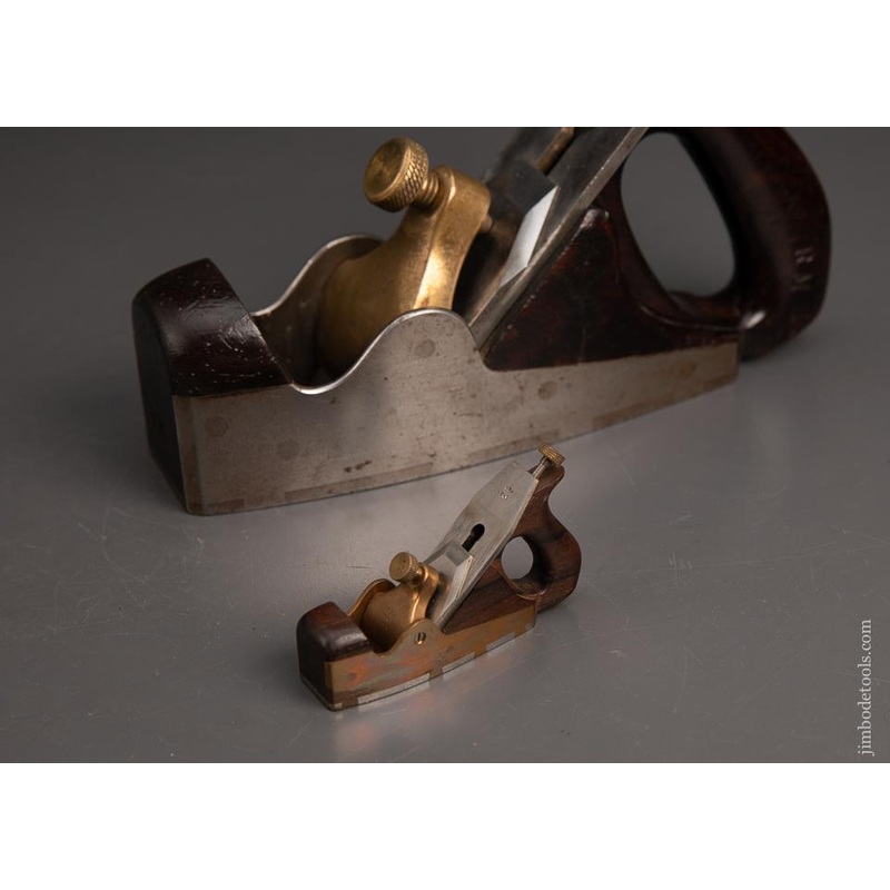 Remarkable 2 1/2 Rosewood and Brass Miniature NORRIS Three inch Dovetailed Steel Construction Smooth Plane by Frederick Peter(BUSHY) ROBINSON – EXCELSIOR 94198 – AS OF OCT 25