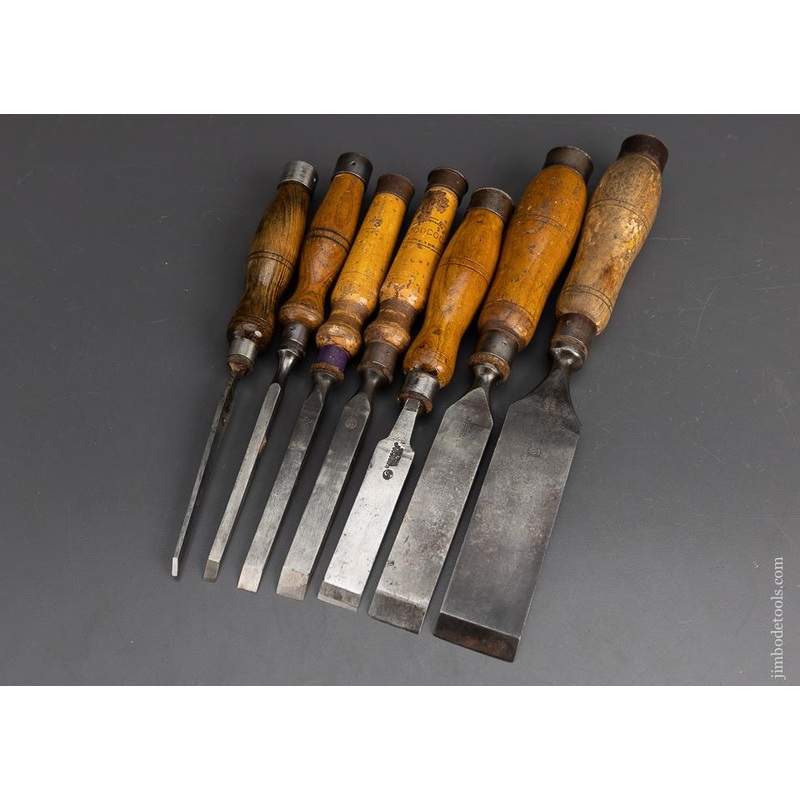 Set of 7 Mortise Chisels by WOODCOCK SHEFFIELD – 95636