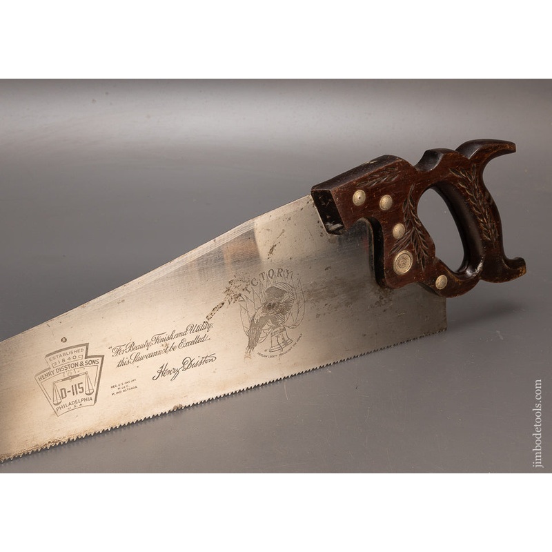 Unused New Old Stock DISSTON No. D-115 Rosewood Handled VICTORY Hand Saw – 115108