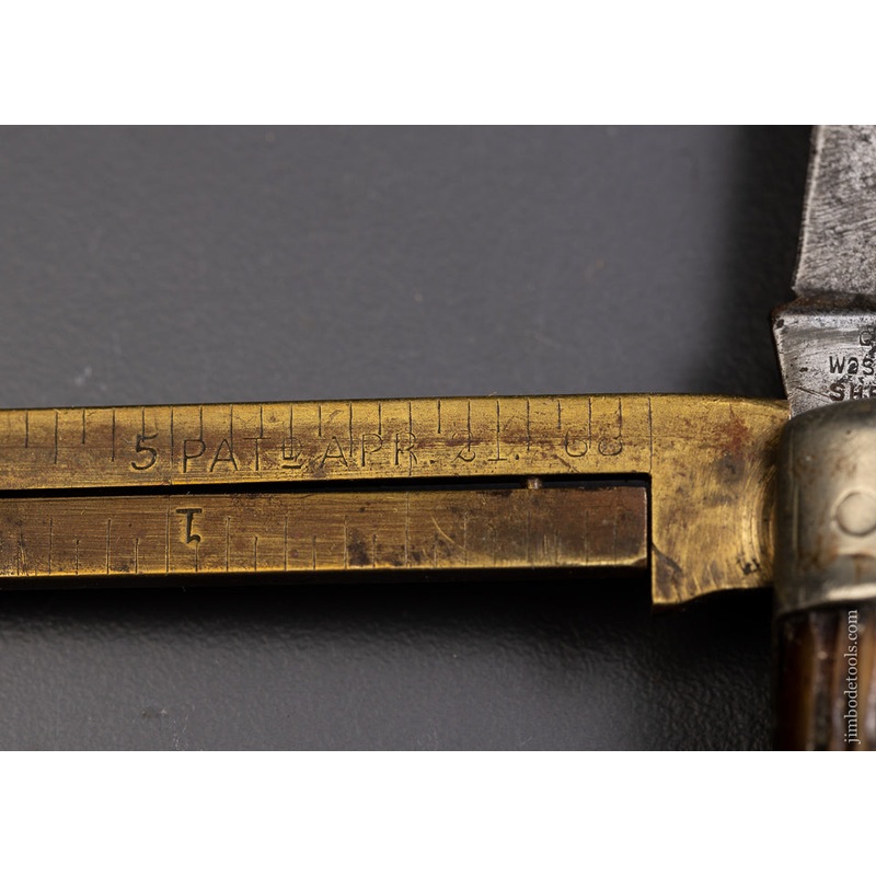 Rare Patented Knife Folding Rule Combination Tool APRIL 21, 1868 GEORGE WOLSTENHOLM – EXCELSIOR 95959 – AS OF DEC 15