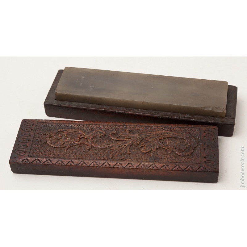 Translucent 2×8 inch Stone in Fancy Carved Mahogany Box * 72062U