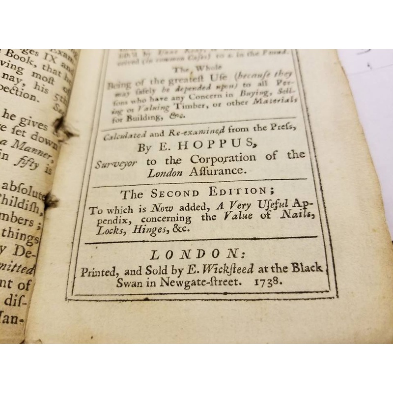 1738 Book:  PRACTICAL MEASURING MADE EASY Printed 1738 by E. HOPPOS Hand Signed! — 80538U