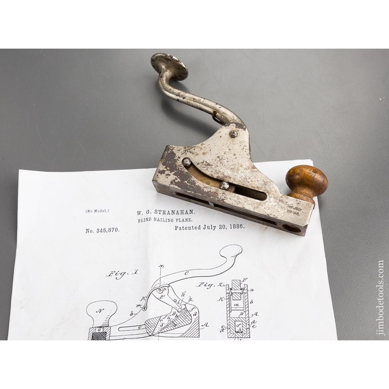 W.G. STRANAHAN Patent July 20, 1886 Blind Nailing Plane – 81706R