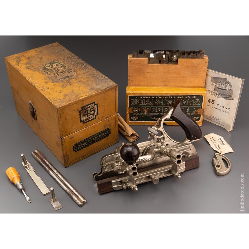 STANLEY No. 45 Combination Plow Plane 100% Complete and Mint in Box – 96319