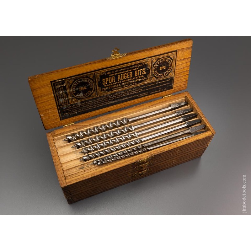 Very Fine Early Complete Set of 13 RUSSELL JENNINGS Auger Bits in Original Three Tiered Box – 96456