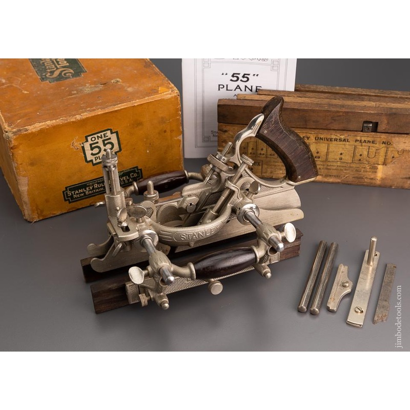 Very Fine STANLEY No. 55 Combination Plow Plane 100% Complete in Original box – 97032 – AS OF FEB 24