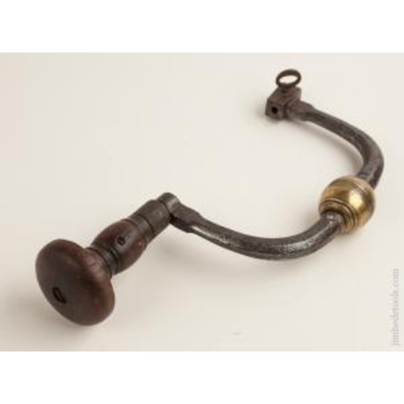 18th Century Iron Brace with Engraved Brass Ball * 75462