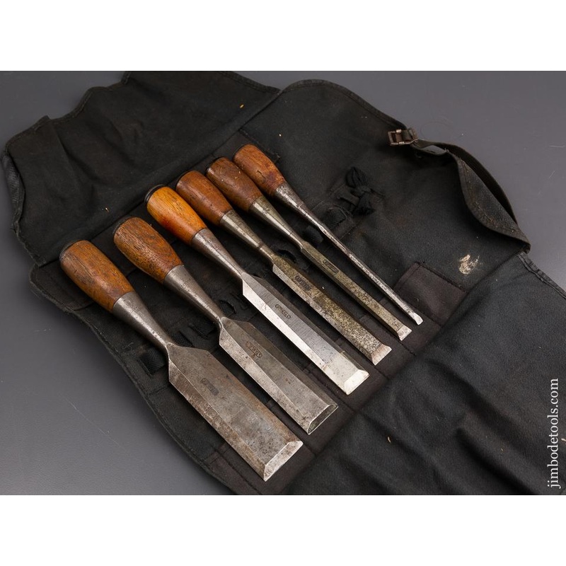 Rare! STANLEY No. 110 EVERLASTING Chisel Set of Six No. 40 Chisels in Roll * EXCELSIOR 86911