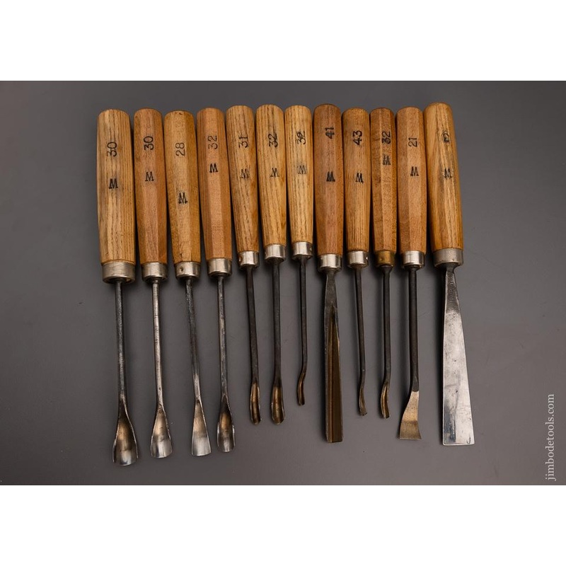Set of 12 Excellent Carving Chisels by H. TAYLOR – 97244