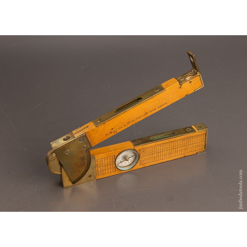 Rare HOLTZAPFFEL Boxwood & Brass Combination Tool Rule & Clinometer – EXCELSIOR 114985