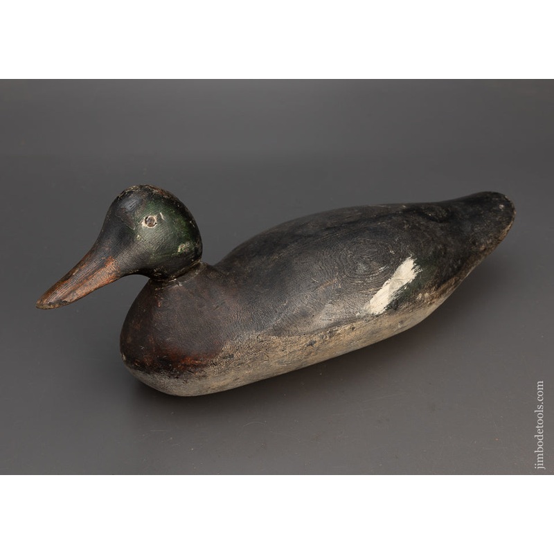 16 Inch Carved Wooden Duck Decoy Signed H.R.S. – 115478