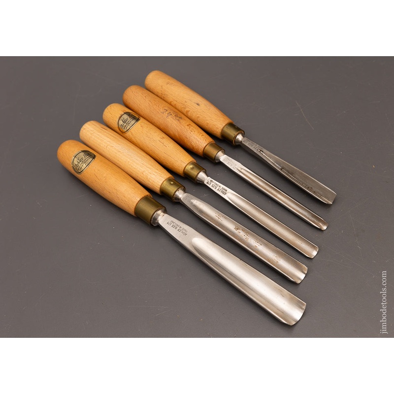 Set of 5 ASHLEY ILES Carving Chisels Gouges – 116848