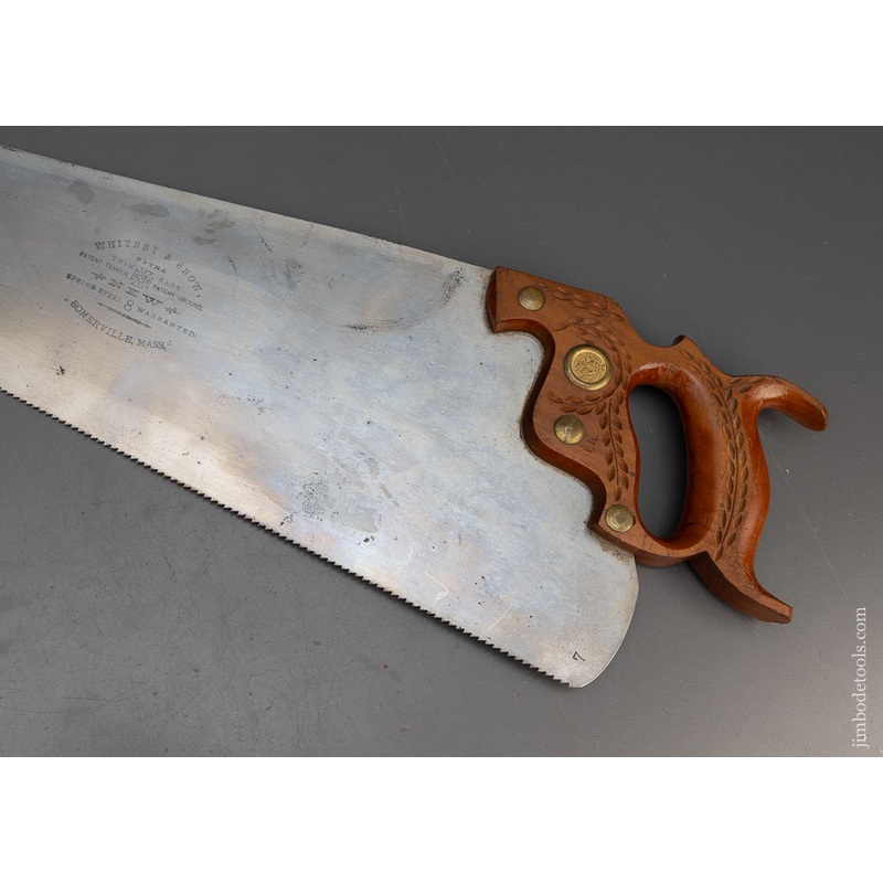 Spectacular New Old Stock Unused WHITNEY & SNOW (Richardson) No. 8 Spring Steel Hand Saw – EXCELSIOR 115494
