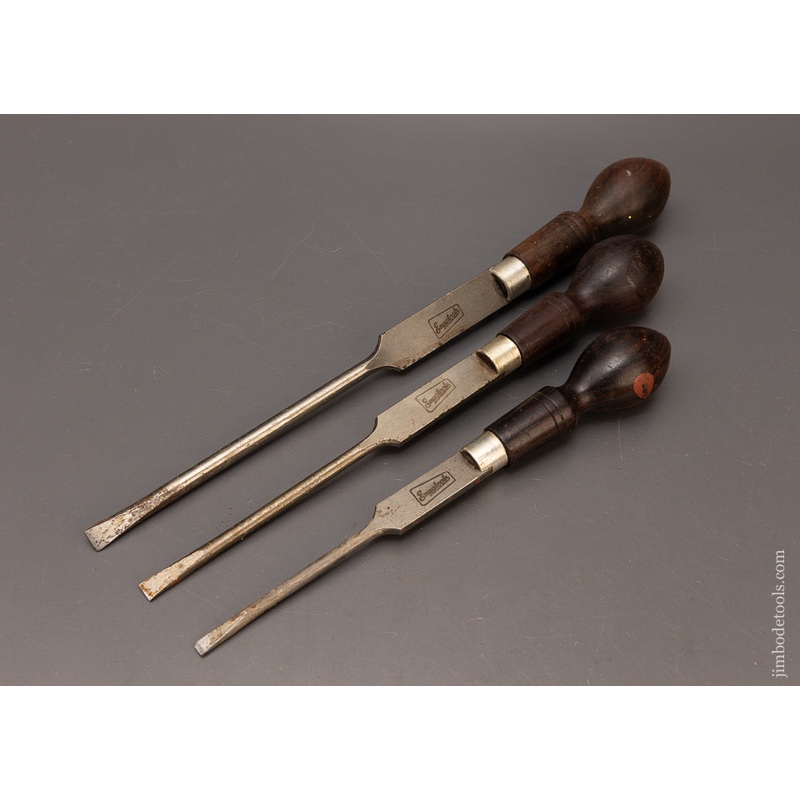 Fine Set of 3 Rosewood Handled Cabinet Makers Screw Drivers – 116913