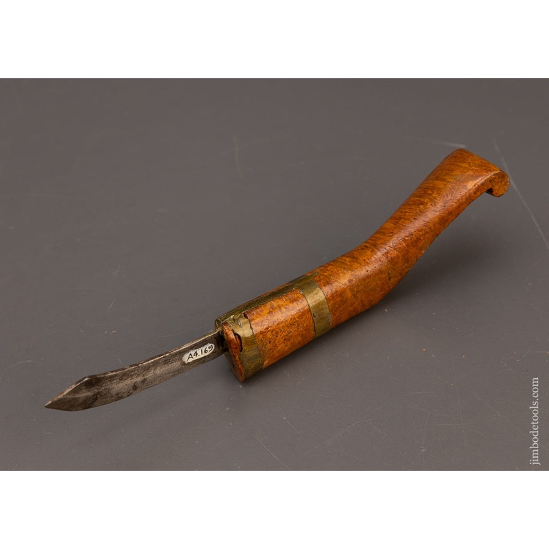 Stunning Brass Ringed Burl Native American Crooked Knife * 115664